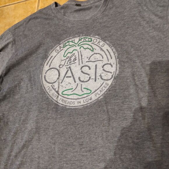 Garth Brooks Oasis Men's T-shirt Short Sleeve Double Sided Print Gray Med - Picture 2 of 6